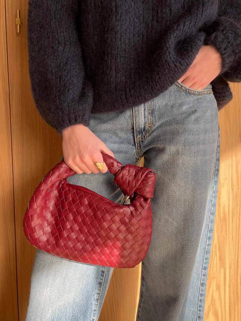 Woven Lattice Vegan Leather Mini Bag with Stainless Steel Hardware