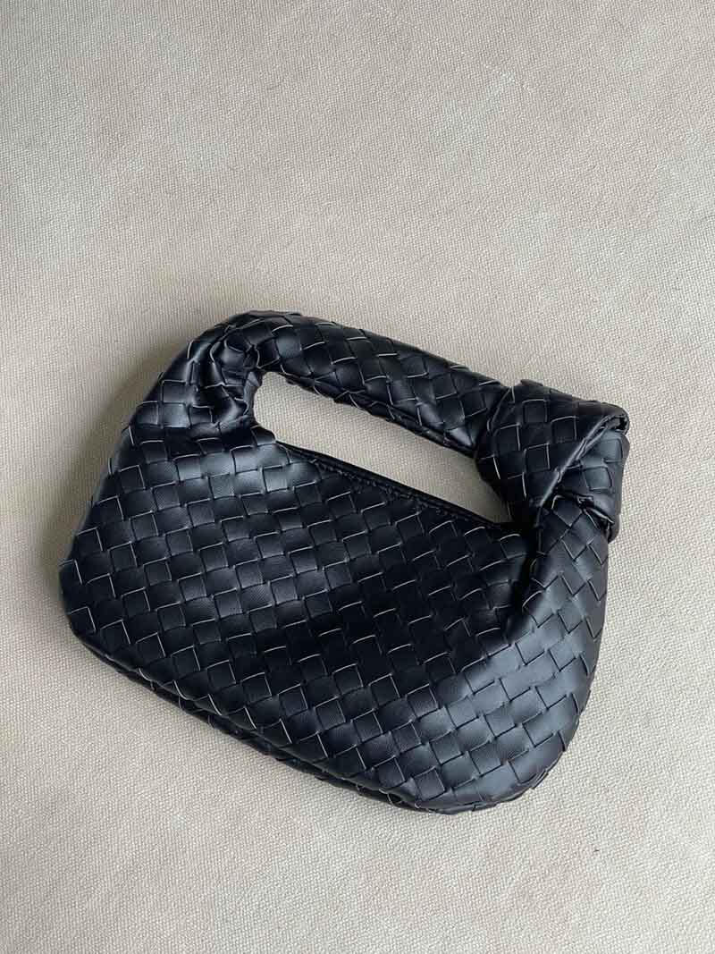 Woven Lattice Vegan Leather Mini Bag with Stainless Steel Hardware – view 6