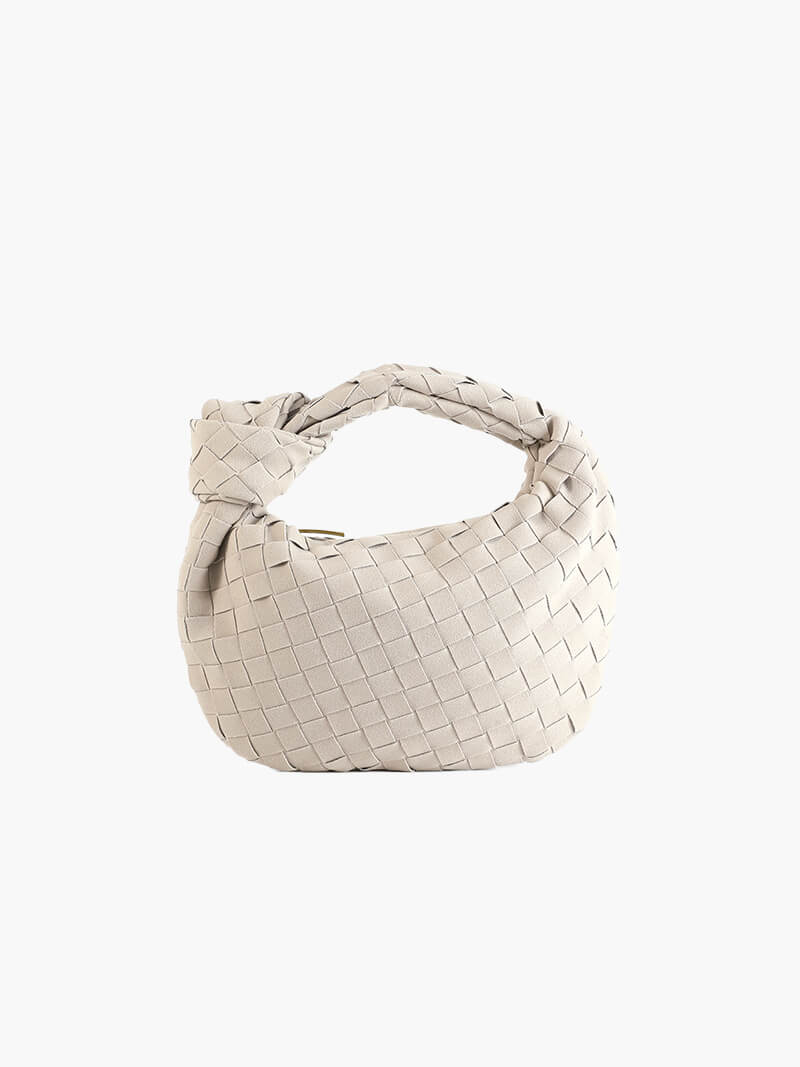 Woven Faux Suede Mini Handbag with Knot Closure