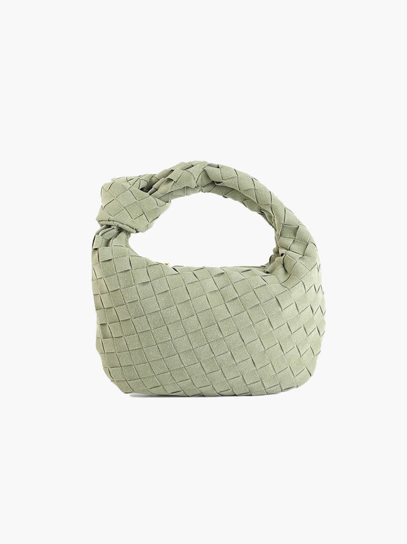 Woven Faux Suede Mini Handbag with Knot Closure