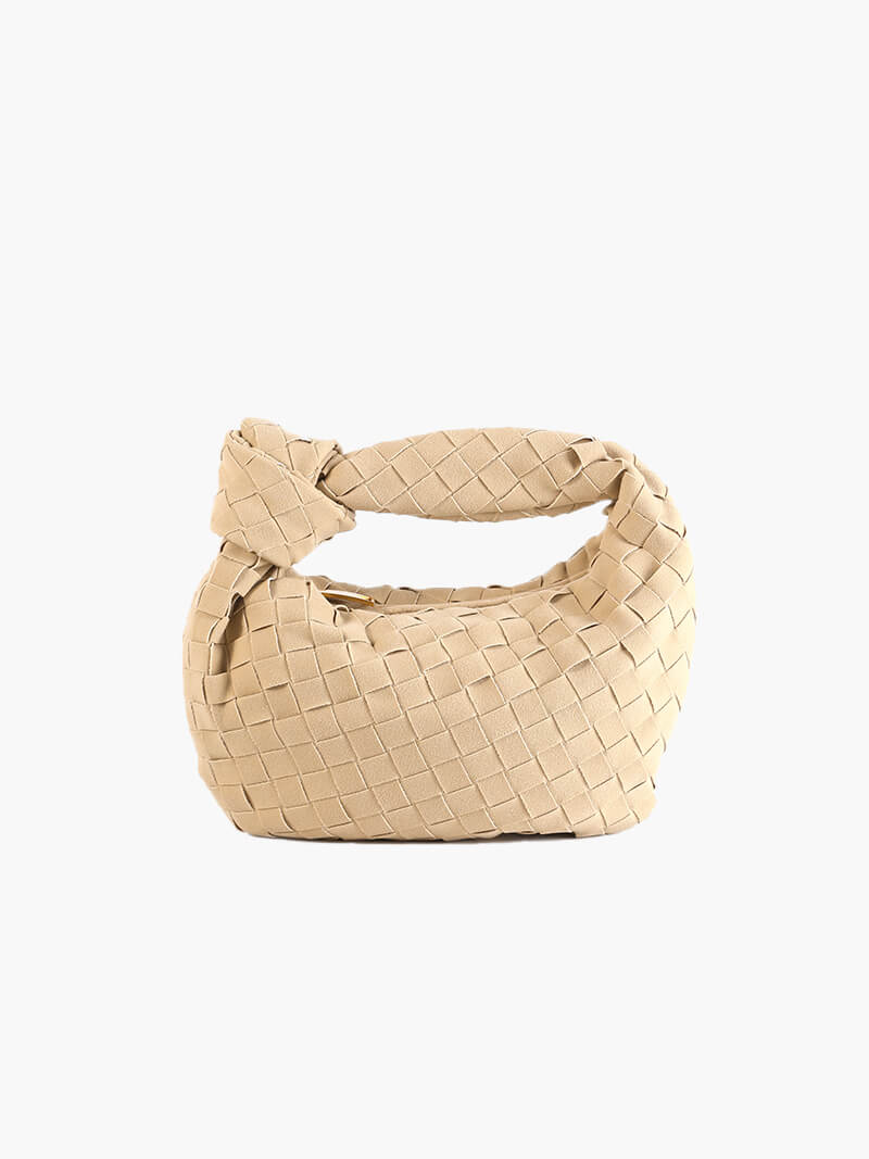 Woven Faux Suede Mini Handbag with Knot Closure