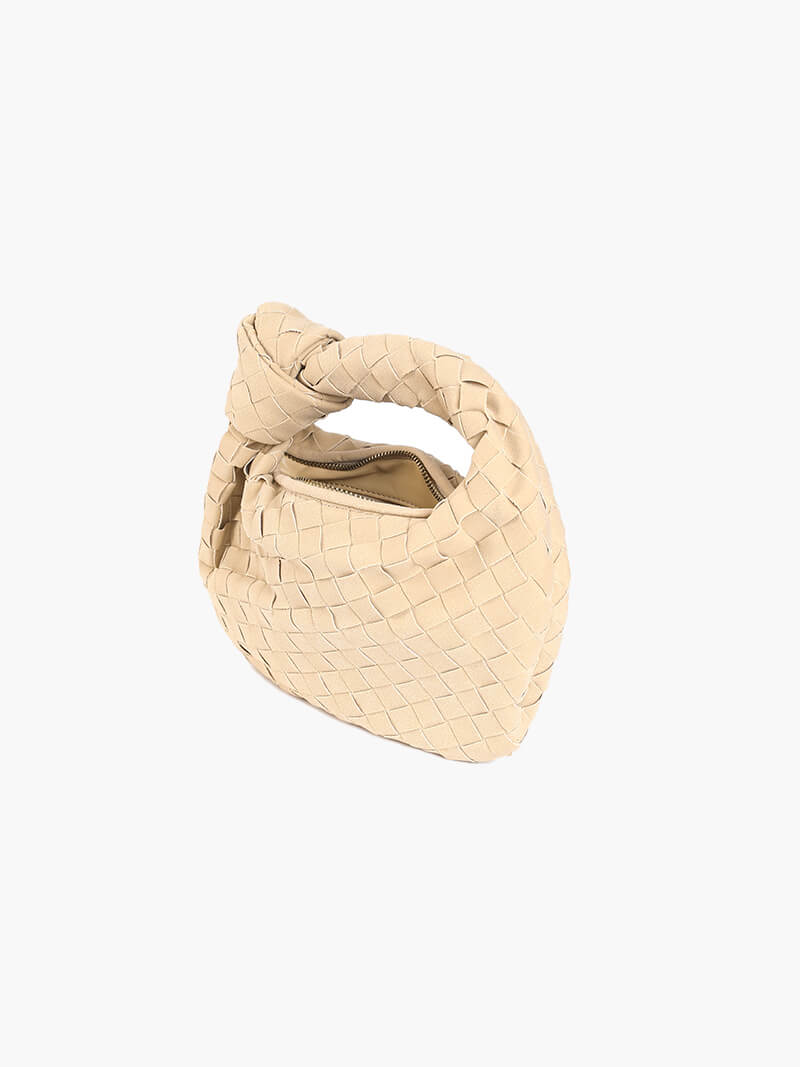 Woven Faux Suede Mini Handbag with Knot Closure