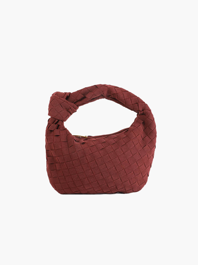 Woven Faux Suede Mini Handbag with Knot Closure