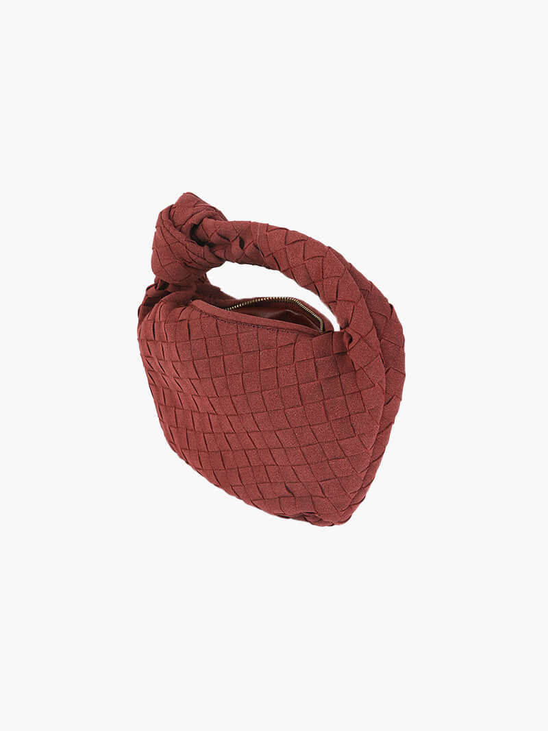 Woven Faux Suede Mini Handbag with Knot Closure – view 3