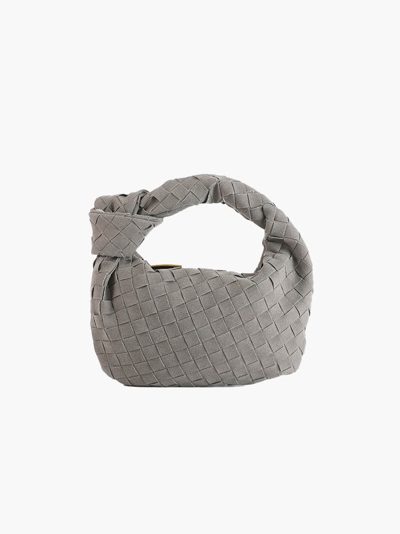 Woven Faux Suede Mini Handbag with Knot Closure
