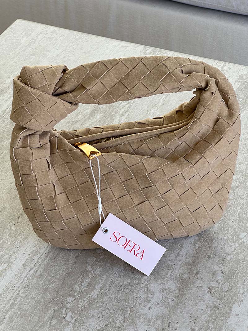Woven Faux Suede Mini Handbag with Knot Closure – view 17