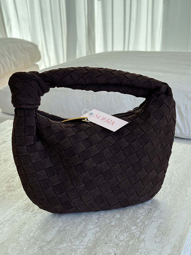 Woven Faux Suede Mini Handbag with Knot Closure – view 13