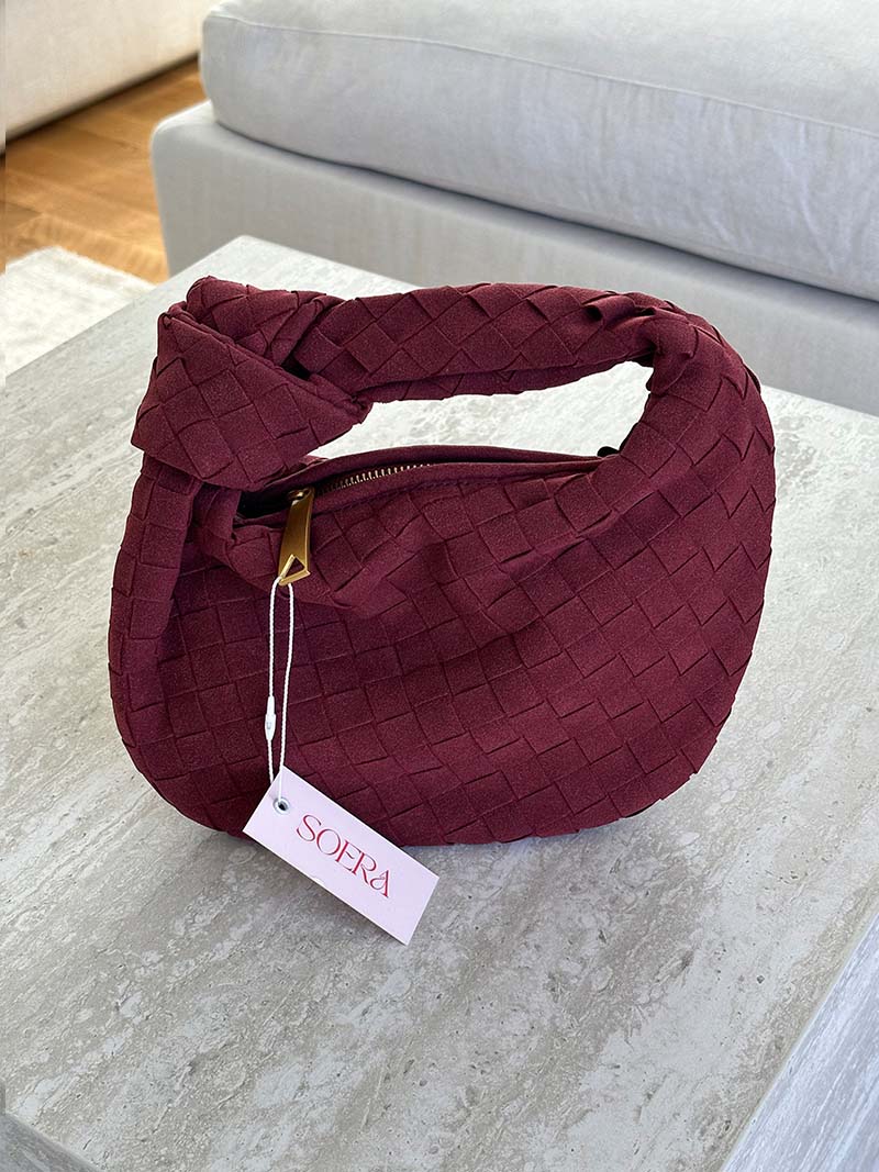 Woven Faux Suede Mini Handbag with Knot Closure – view 15