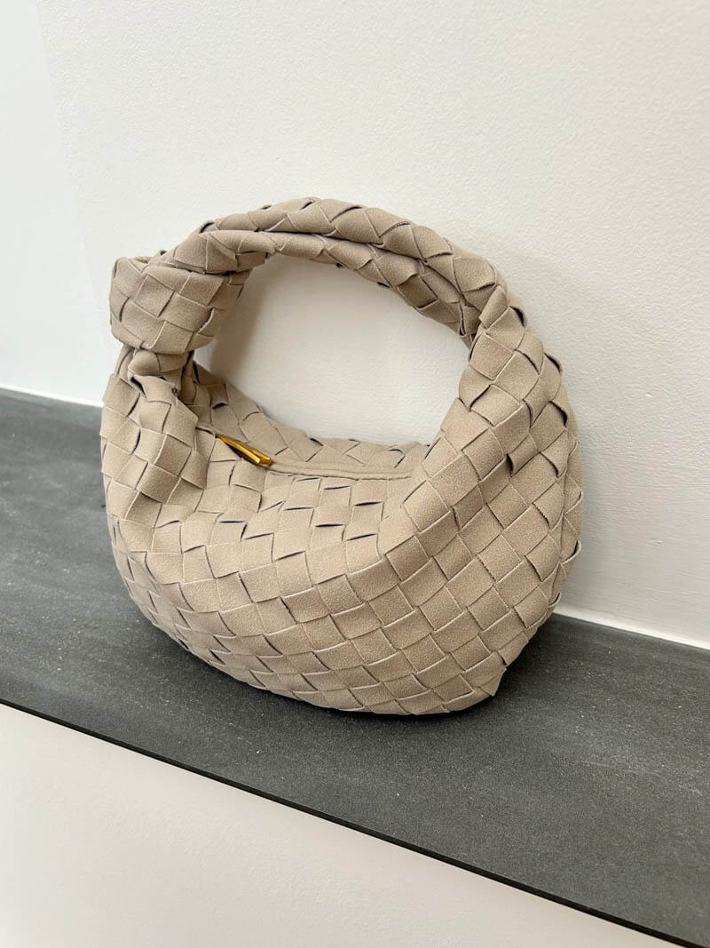 Woven Faux Suede Mini Handbag with Knot Closure