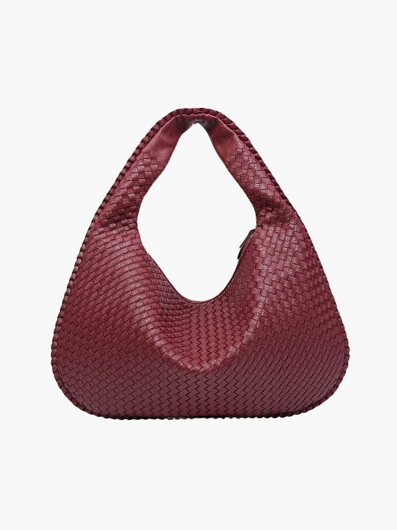 Woven Lattice Vegan Leather XL Structured Satchel Bag