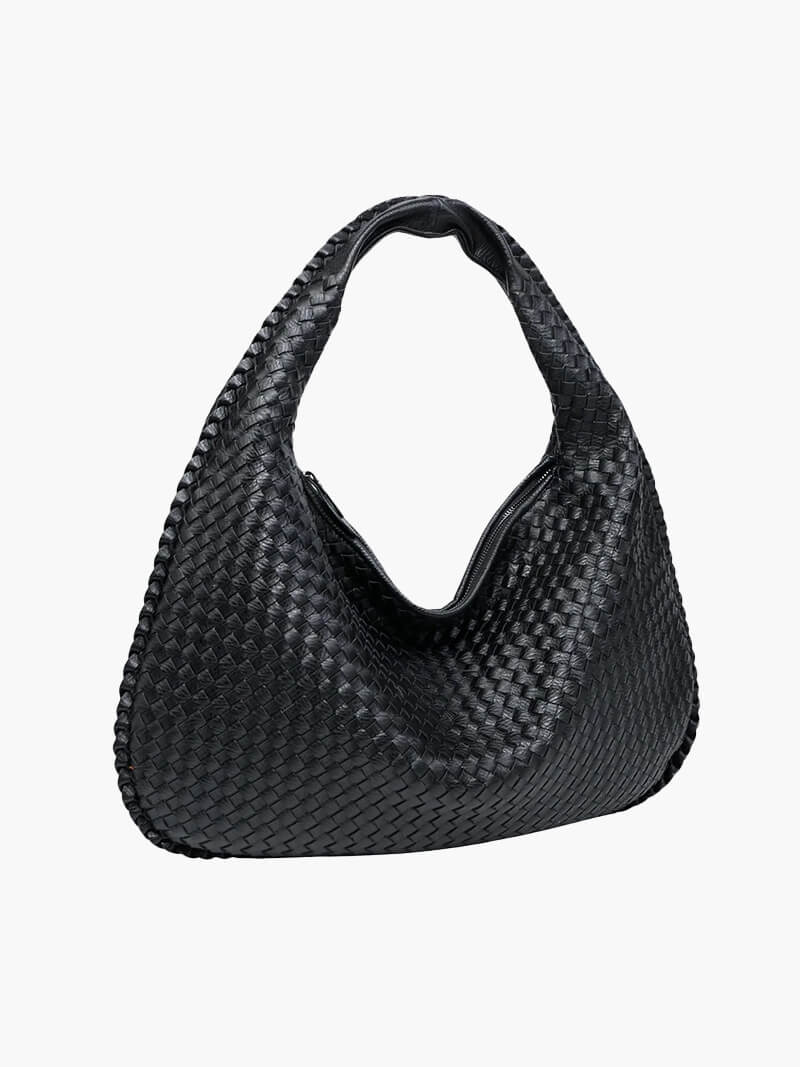 Woven Lattice Vegan Leather XL Structured Satchel Bag – view 1