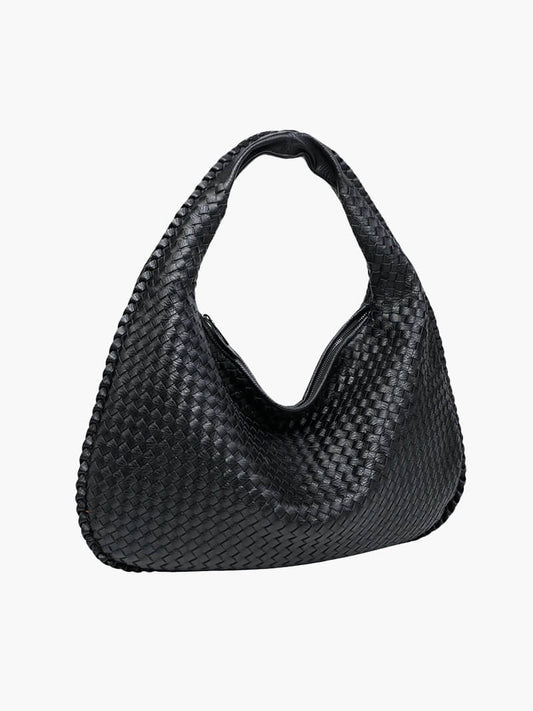 Woven Lattice Vegan Leather XL Structured Satchel Bag
