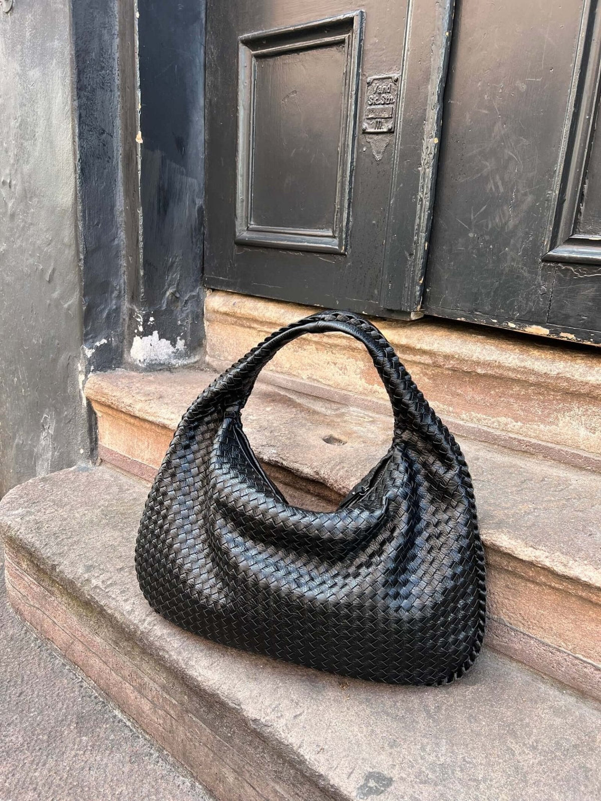 Woven Lattice Vegan Leather XL Structured Satchel Bag – view 4