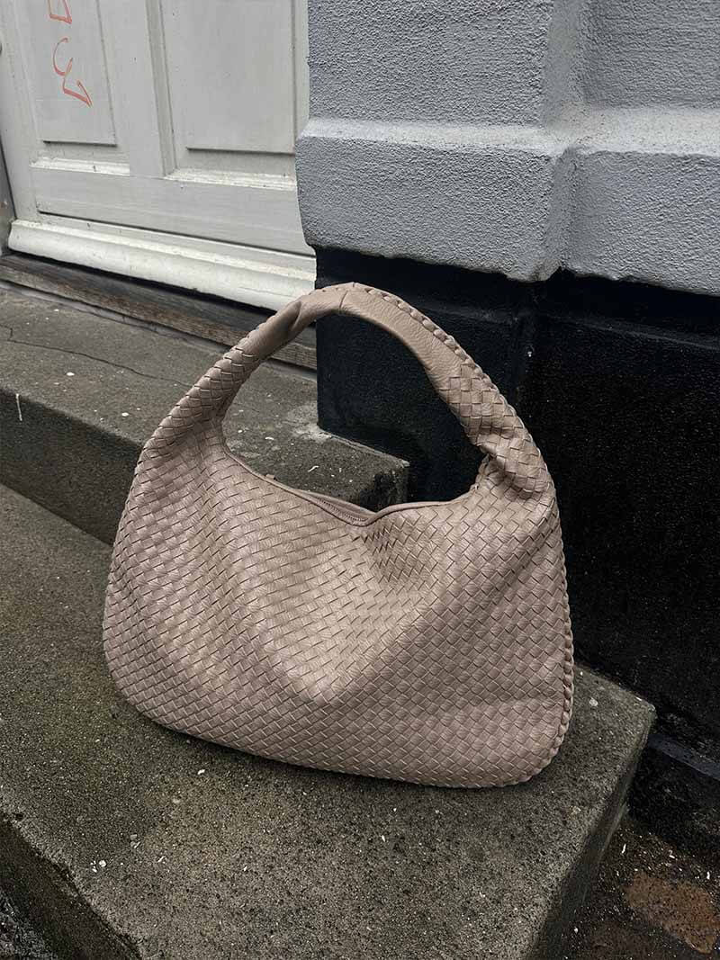 Woven Lattice Vegan Leather XL Structured Satchel Bag – view 10