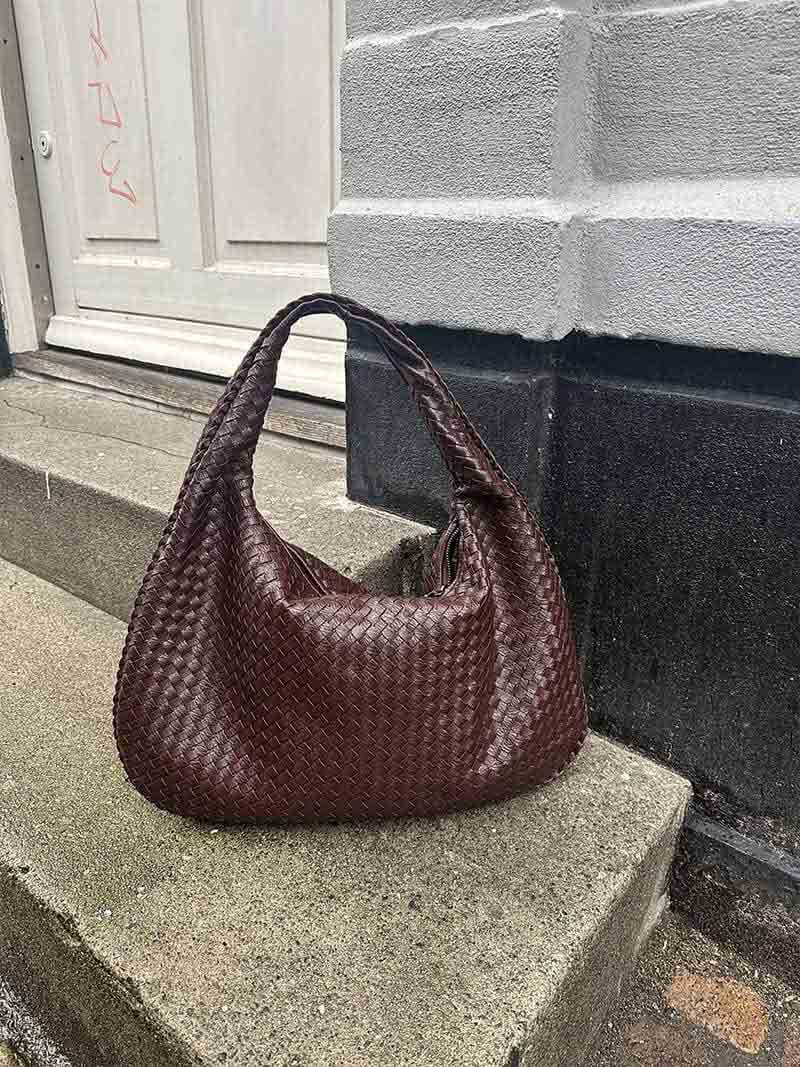 Woven Lattice Vegan Leather XL Structured Satchel Bag – view 14