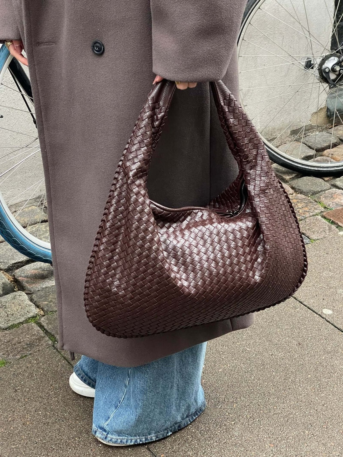 Woven Lattice Vegan Leather XL Structured Satchel Bag – view 15