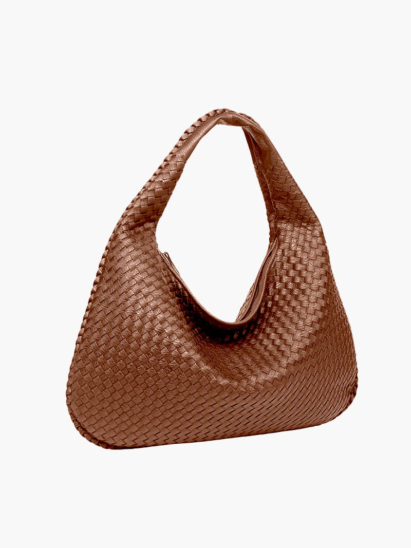 Woven Lattice Vegan Leather XL Structured Satchel Bag