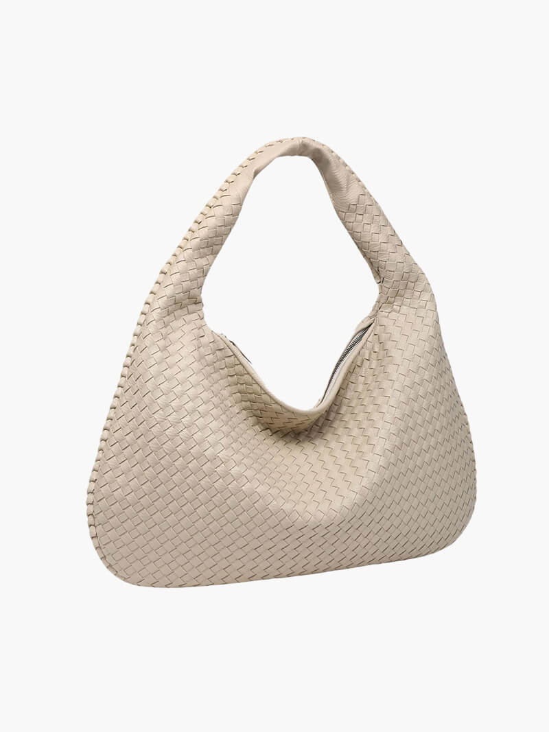 Woven Lattice Vegan Leather XL Structured Satchel Bag