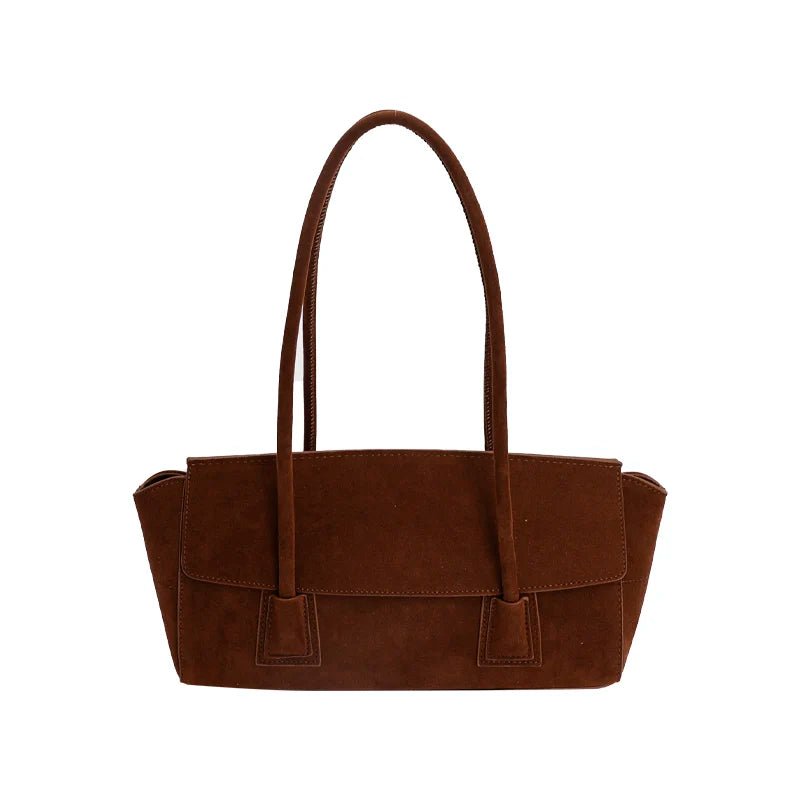 Yara Sequined Faux Suede Tote Bag with Hasp Closure – Brown – view 1