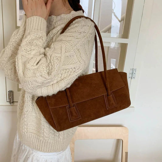 Yara Sequined Faux Suede Tote Bag with Hasp Closure