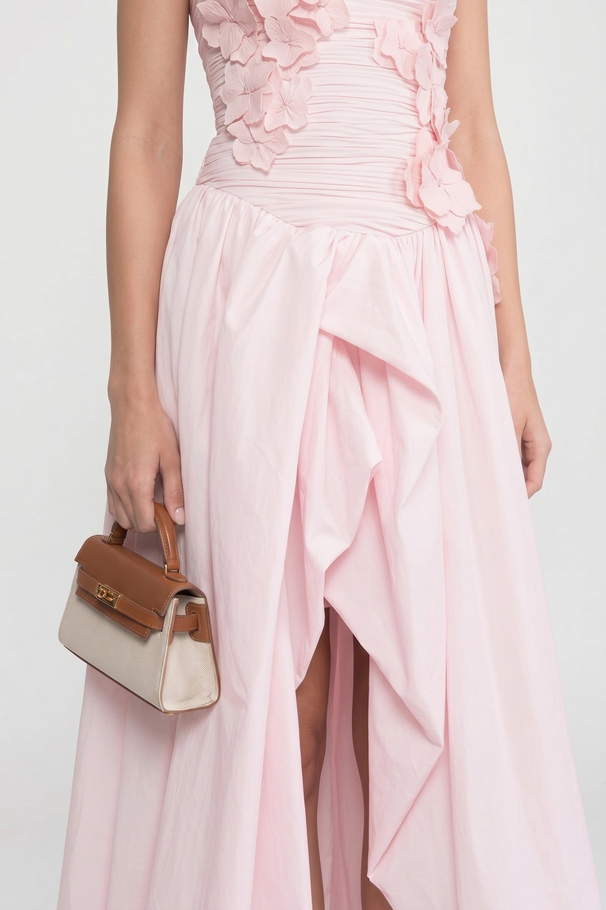 Strapless Sweetheart Ballgown with 3D Floral Bodice – Pink – view 10
