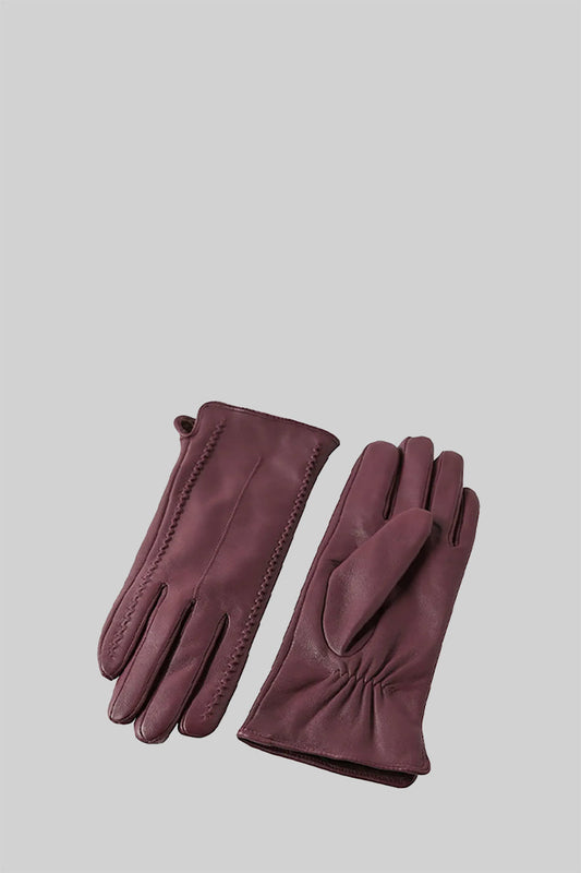 Bespoke Stitching Form-Fitting Smooth Leather Gloves – Burgundy