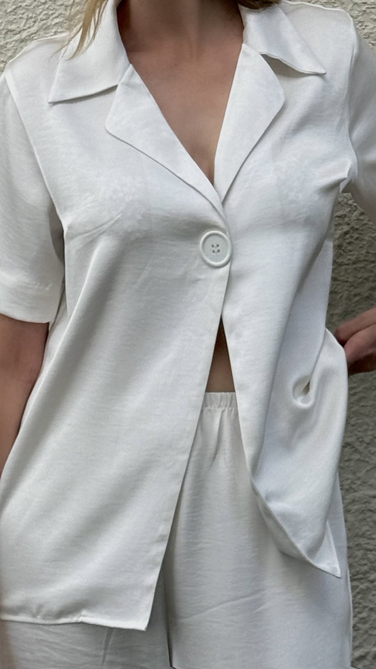 Imogen Polo Collar Oversized Button Shirt – Cream